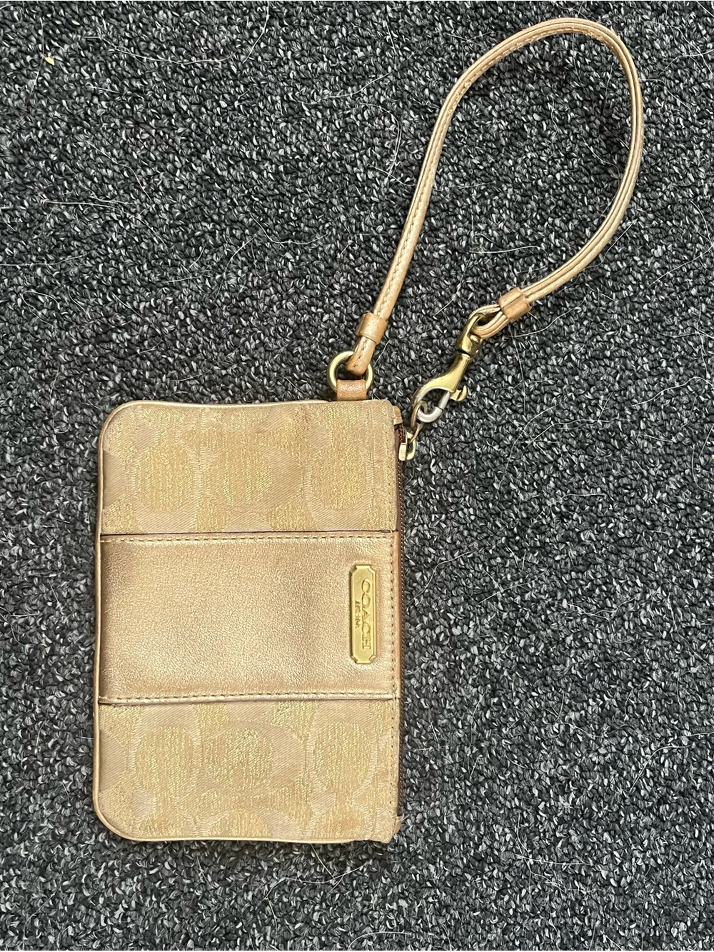 Coach Metallic Gold Wristlet Phone Case with Strap